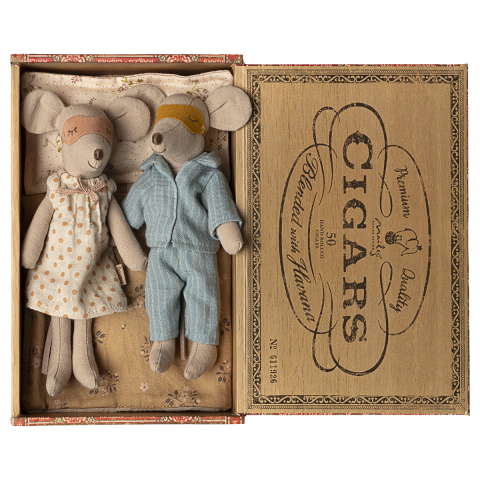 Maileg Mum and Dad Mice in Cigarbox