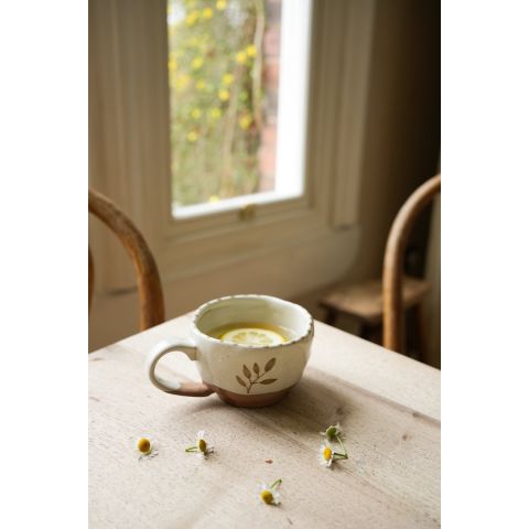 Hand Painted Botanic Tea Cup - Taupe