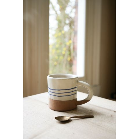Hand Painted Breton Stripe Mug - Ink
