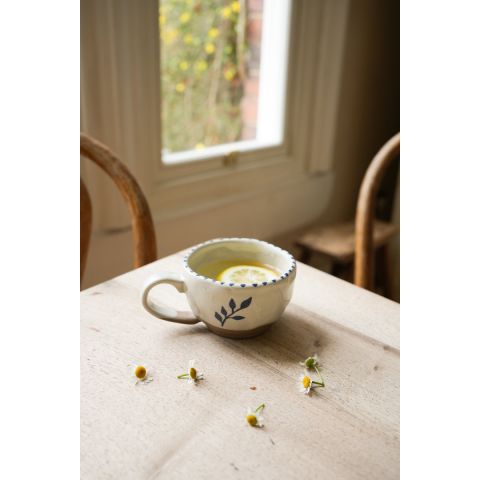 Hand Painted Botanic Tea Cup - Ink