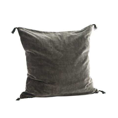 Madam Stoltz Velvet Cushion - Grey