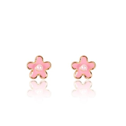 Pink Fancy Flower Stud Earrings
