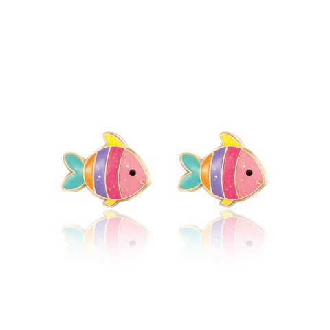 Glitter Rainbow Fish Stud Earrings