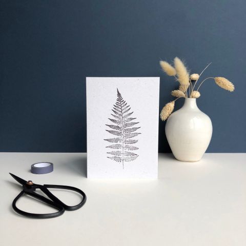 Fern Plant Print Card - Black