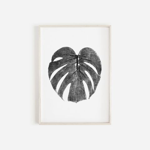 Monstera Leaf Monochrome Print | Botanical Wall Art A4