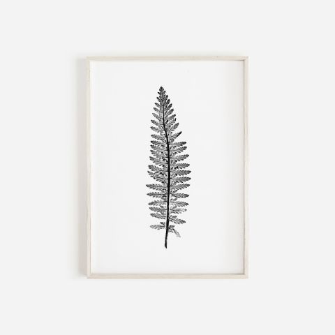 Tall Fern Leaf Monochrome Print | Botanical Wall Art A3