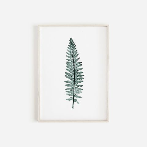 Tall Fern Leaf Monoprint Green | Botanical Wall Art A4