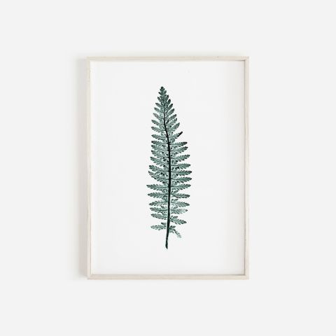 Tall Fern Leaf Monoprint Green | Botanical Wall Art A3 