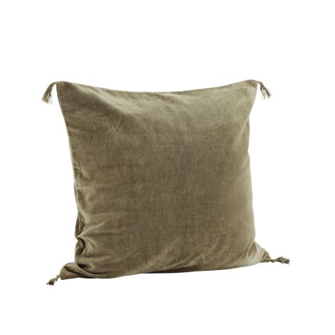 Madam Stoltz Velvet Cushion - Dusty Green