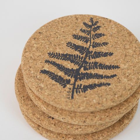 Cork Coaster - Grey Fern